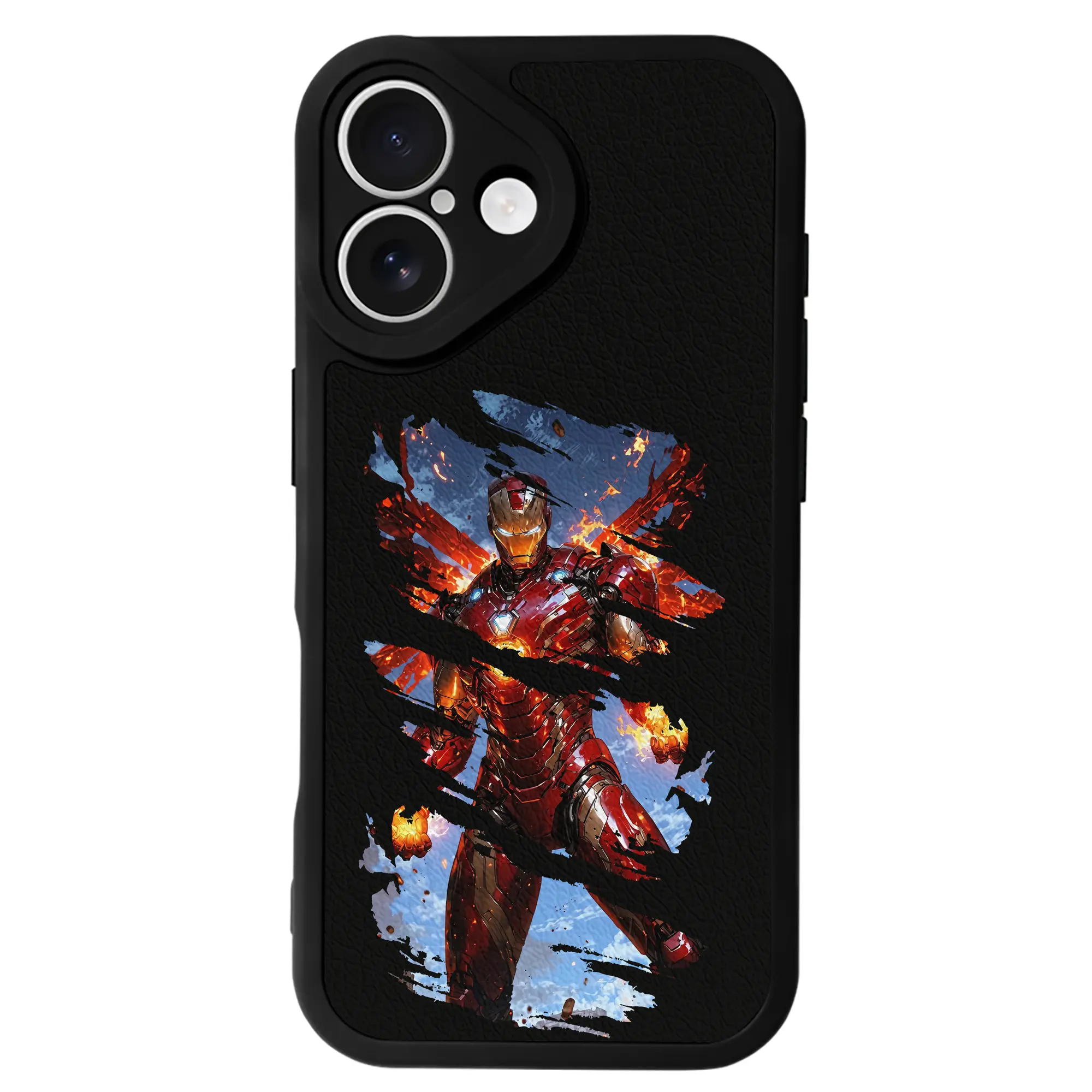 アベンジャーズ (Avenjāzu) グッズ アイアンマン（Iron Man） - IPhone 16シリーズ対応 ・ シリコンスマホケース ・ レザー調 ・ 高精度フィット ・ 耐衝撃 ・ ワイヤレス充電対応 ・ 精密カット